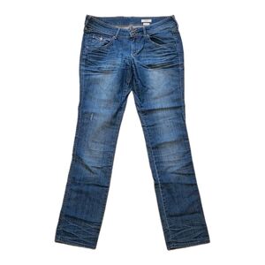 H&M &Denim &SQIN Women's Low Rise Slim Leg Blue Jeans Size 32 Medium Wash Y2K
